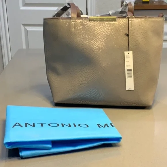 Antonio Melani Leather Tote Bag, Lightweight Gold Shimmer - Picture 11 of 11